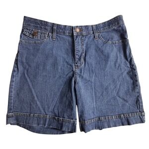 Lee Women's Denim Shorts Blue Mid Rise Distressed Cuffed Size 12 Medium